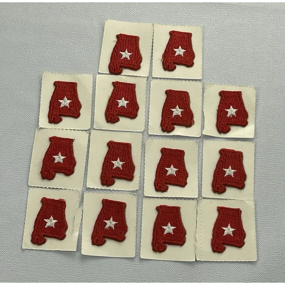 Vintage NOS Alabama State Embroidered Patches Red White Star Lot of 14 Applique